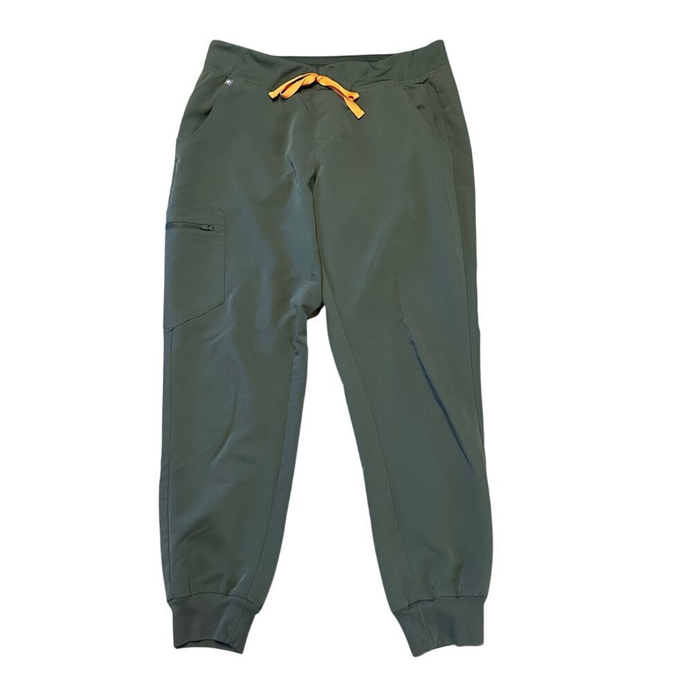 Figs Olive Green Track Joggers with orange Drawstring